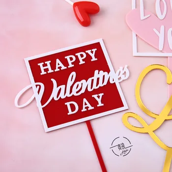 Ins Нов 2021 Честит Свети Валентин Торта Topper Любов Сватба На Златното Червено Сърце Торта Topper За Украса На Торта За Годишнина От Сватбата