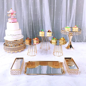 9 бр. златен комплект за торта поставка за кифли тава за торта инструмент за украса декорация на дома десертно маса празничен сватбен дисплей