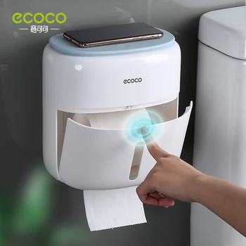 Стенен Водоустойчив Държач за Тоалетна Хартия ECOCO Полк Многофункционална Кутия за Съхранение на Тоалетна Хартия, Тоалетни Принадлежности за баня,