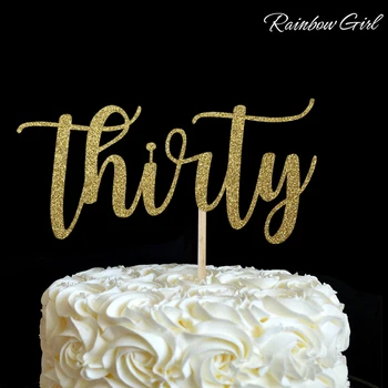 2017 Нов Златен или Сребърен блясък Тридесет Topper за торта 30-ия рожден Ден на тридесет години Декорации за партита, за да проверите за украса на тортата