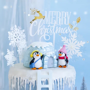 Цилиндър Зимата Пингвин Снежинка Торта Topper за Душата на детето Розов Син на Коледно парти Декор за печене на Сладки принадлежности на децата Подаръци за любов