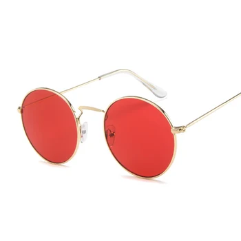 2020 Реколта Ретро Дамски Слънчеви очила с Кръгли, Овални, Слънчеви Очила Женски Луксозна Марка Метални Кръгли рамки Черни Точки малък Размер UV400