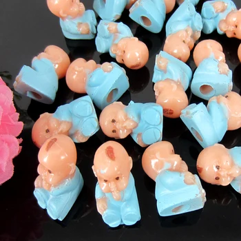 24 бр. малки сини пластмасови детски кукли, седящи бебета, детски душ, сувенири, аксесоари за торта, вечерни декорации DIY 14 x 25 мм