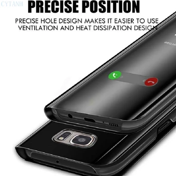 Огледален Калъф за телефон Samsung Galaxy A3 A5 A7 2017 Забележка 10 Pro J2 J4 J5 J6 J7 Prime A10 M10 Огледален Луксозен Флип Защитната обвивка