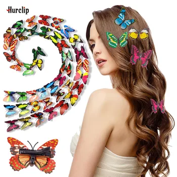 10 бр. популярните сватбени щипки за коса 3D двойна пеперуда шнола за коса Бутик за момичета женски аксесоари за коса, шапки сватбен декор