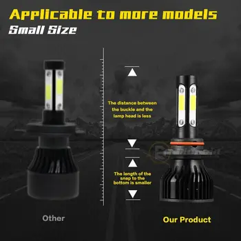 4-Трети страни автомобилни LED Лампи за фарове комплект светлината Hi-Low 12 В 24 В 6000 До 8000 ДО 8000LM Супер Ярки мощност за 9012 9005 9006 H7 H11