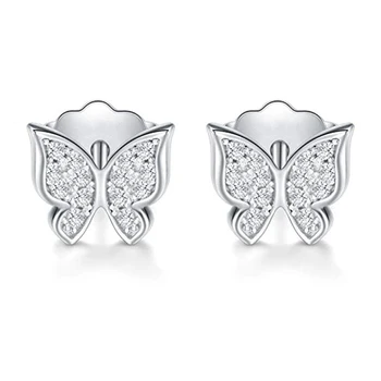 Huitan Сладки обеци-пеперуди с кристали цирконии за жени Ежедневни облекла Вечерни Обици Подарък 2021 Тенденция на бижута