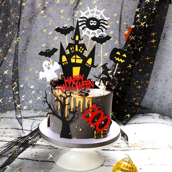 Честит Хелоуин Тиква Торта Тортата цилиндър Поставяне на Знак за Украса Десерт Топ Флаг на Опаковки За кексчета Торта Topper Декорация парти