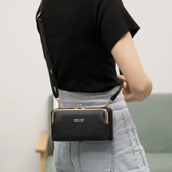 Дамски джобове за мобилен телефон Модерна чанта през рамо за дамите от изкуствена кожа Чанта през рамо и Дълги портмонета за монети с цип bolso mujer