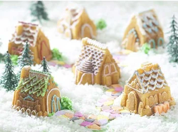 Силиконови 3D Коледни Сладкиши Къща Торта Мухъл Шоколад За Дома Инструменти За Печене, Украса на Форма За Печене на Бисквити Мухъл