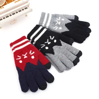 Нови зимни Мразоустойчив, Плюс Кадифе, Жакард дамски ръкавици за плетене с животни, топли есенни и зимни Ръкавици за сензорен екран
