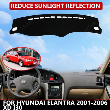 Килим Подложка за арматурното табло Hyundai Elantra 2001-2006 XD I30 Автомобилно табло Кадифена торбичка Черен блокира прах намалява шума автомобилни аксесоари