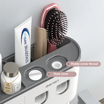 Магнитна Адсорбция Обърнат Притежателя на Четка за зъби, Двойна Автоматичен Опаковка Сокове За паста за зъби Рафтове За Съхранение на Аксесоари За баня