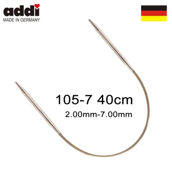 Кръгли игли за плетене Addi 105-7-40 см с медни обувки и златни въжета