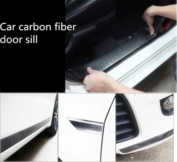 Универсална автомобилна стикер 5D праг от въглеродни влакна защитна гумена тампон за Tesla Suzuki, Daihatsu, Isuzu Aston Martin Volvo, Mazda