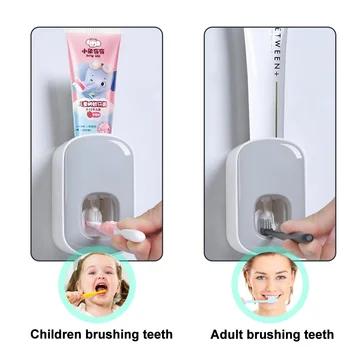 Автоматична Сокоизстисквачка за паста за зъби, Опаковка на паста за зъби Монтиране на стена Самоклеящийся прахоустойчив Притежателя на паста за зъби Аксесоари за баня