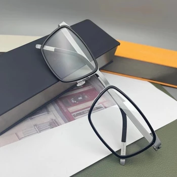 Висококачествена квадратни рамки за очила Титанов очила по рецепта За жени Очила за късогледство Рамки За мъже Реколта Дизайнерски маркови очила