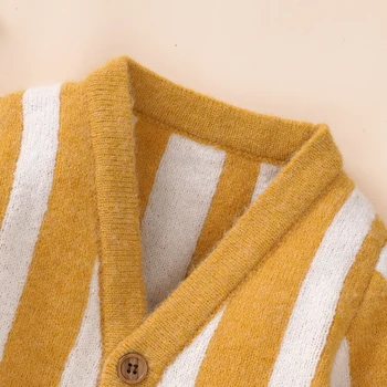 Детски пуловери Вязаная в есенно-зимната ежедневни връхни дрехи за новородени Плетени якета и палта на копчета Детски трико с дълъг ръкав