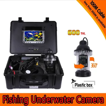 Комплект Камера за подводен риболов на дълбочина 100 метра с Въртяща се камера на 360 градуса и 7-инчов TFT-LCD монитор и твърд пластмасов корпус