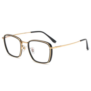 Reven Jate 3091 Рамки за очила от чист титан За мъже Реколта квадратна Късогледство Оптични очила по рецепта на Рамки За мъже Нови очила