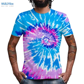 Тениска с изображение на дъгата за мъже Цветни графики Многоцветен 3D Принт Тениски Тениска За жени/мъже Новост Огнен Художествен Цвят на Върховете