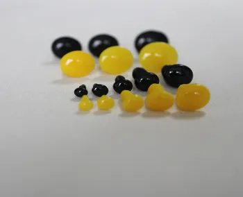 50 бр./лот 4,5 ММ и 5,5 ММ, 6,5 ММ, 8 ММ, 10 мм, 12 ММ, 13 мм, 15 мм овална жълт/черен пластмасова играчка носа с шайбата-опция размери