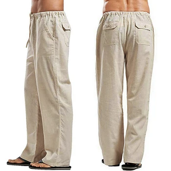 Ленени панталони за мъже, спортни Панталони-карго Летни Големи размери Плюс Размер 5XL Спално бельо Градинска облекло Пролет Harajuku Мъжки дрехи 2021