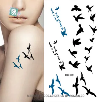 Боди-арт секс стоки водоустойчив временна хартия за татуировки за мъже и жени прост дизайн птици флаш татуировка стикер HC1179