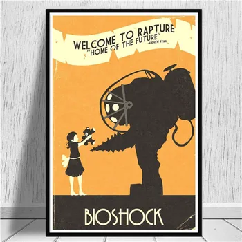 Видео игра Bioshock Rapture Ретро Маслени бои За рисуване По стените Плакати и щампи Стенни Художествени картини за хола Без рамка