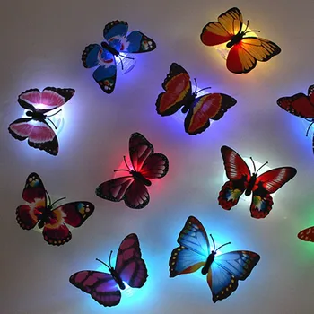 Сладка Пеперуда Led нощна светлина Домашна Баня Стенен Декор на Масата Сладко Декор Стикери За Стена Промяна на Цвета на Светлината 1бр