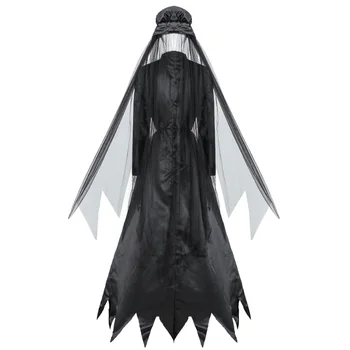 M-XL Костюм за Хелоуин за жени Страшен Призрак на Булката Cosplay Костюм Черно Средновековна рокля на Зомби Вампир Дяволът Костюм Ужас C55K234
