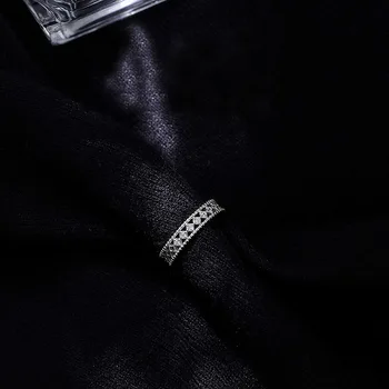 S925 Сребърни Пръстени Двуслойни Кухи Геометрични Циркон За жени се Задействат Регулируеми Корейски Модни дамски бижута