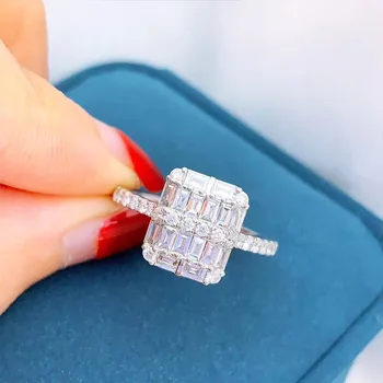 Принцеса кройката на диаманта cz 925 сребро Диамантен годежен пръстен, Пръстени за жени, за Сватба парти Изискани бижута Подарък