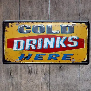 Ретро Дизайн Студени Напитки Тук Купа на Метални Табели, монтаж на стена Изкуството | Дебели Tin Печат на Плакат Монтиране на Украса за Бар