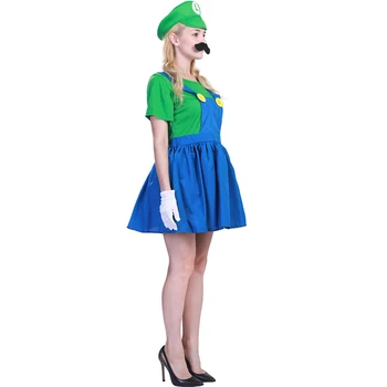 Eraspooky Вечерна рокля Забавен костюм братя Супер Марио и Луиджи за възрастни Костюм за Хелоуин за жени Аниме Cosplay Маскарадное рокля 2018