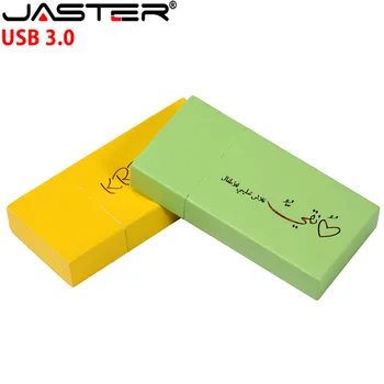 JASTER USB 3.0 ЛОГОТО на личността дървени цветни блок на USB флаш устройство творчески подарък стик 8 GB 16 GB 32 GB 64 г дървена карта памет