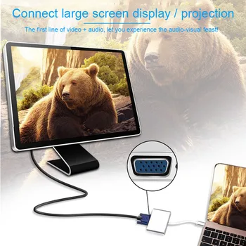 Basix C USB КЪМ HDMI-Съвместим VGA-ХЪБ Адаптер Тип C Зарядно устройство за MacBook Pro USB-C 3.1 Многопортовый Hdmi-Съвместим Адаптер, Vga-център