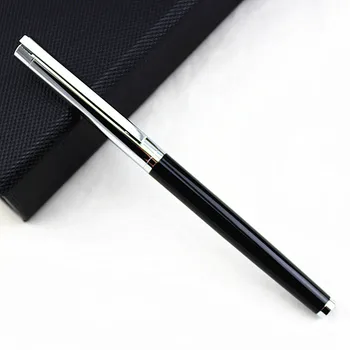 Кожена чанта за молив и писалка 0,38 мм, Дръжка за калиграфия с фитил от черна стомана Мастило химикалки за писане Метални учебни пособия за студенти