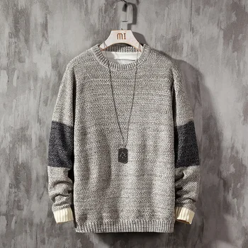 2021 Нов пуловер За мъжете с дълги ръкави Есен Зима Пуловер вязаный О-образно деколте Плюс Азиатски Размер 5XL