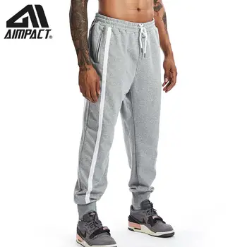 Aimpact Модни прилепнали панталони за мъже Памучни Всекидневни спортни панталони за бягане, Мъжки Спортни панталони AM5211