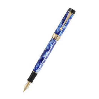 100 Столетняя писалка от смола EF/F 18KGP M / Изогнутое перо 0,5 /1,2 мм, с конвертером Златен Скоба Подарък дръжка за бизнес офис