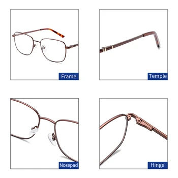 Зеноттический Сплав с Рецепта Прогресивни Очила за жени и мъже Квадратни Оптични Очила за късогледство Срещу синя светлина Компютърни очила