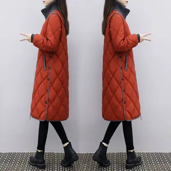 Зимно палто За жени 2021 Нова мода зимно яке За жени с памучна подплата Парк Дълга горна дреха Топла Базова дамско сако, Палто Плюс размер