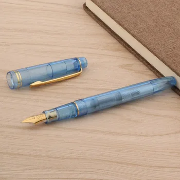 Прозрачна Синя Класическа Конструкция Въртящ се Винт Модни Златна Пластмасова Писалка с връх EF