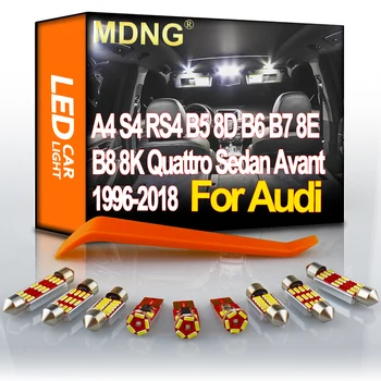 MDNG Canbus За Audi A4 S4 RS4 B5 8D B6 B7 8E B8 8K Quattro Седан и Avant 1996-2018 LED Светлини Салон Карта Купол на Багажника Комплект Лампи