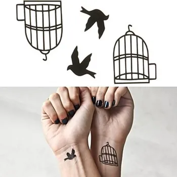 Водоустойчив временна татуировка Стикер безплатни птиците от клетка за клетки татуировки етикети флаш татуировки фалшиви татуировки