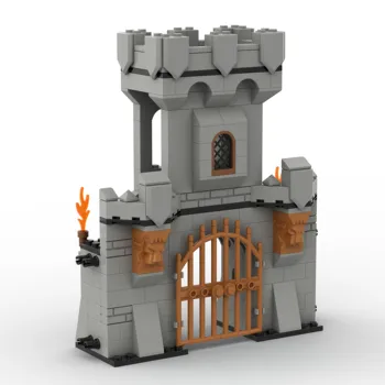 MOC градивните елементи на Средновековни Аксесоари Фигурка на Войник Древната Градска Стена на Сцената Кула Безплатна Сглобяване на Играчки за деца