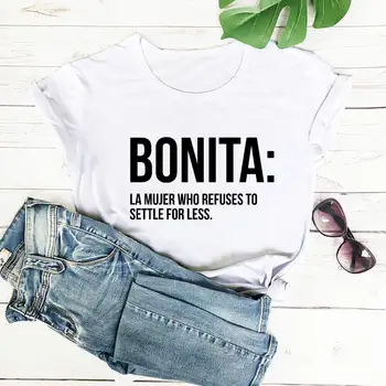Bonit памучен дамски тениски с принтом Латино Забавно Мексиканска риза Испански с кръгло деколте и къс ръкав Потник Латино Подаръци тениска Femme