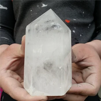 1бр 400 г Натурален Камък Бял Кварц Обелиск Crystal Пръчка Точка Изцеление