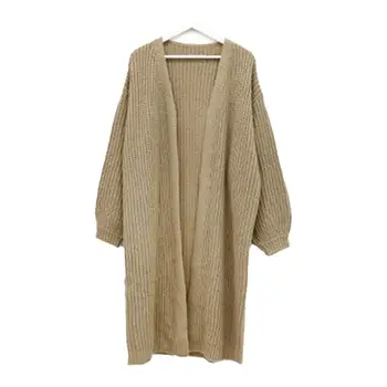 Жена дълга жилетка, чисти, напълно подбран, ръкав-фенер, трикотажное палто в рубчик, Есен-зима, Ретро Случайни пуловер голям размер